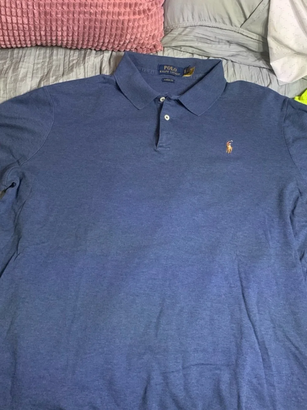 Ralph Lauren Men's Heather Blue Polo with Embroidered Pony